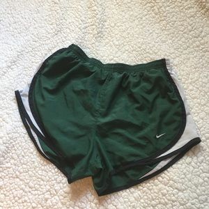 Hunter green running shorts